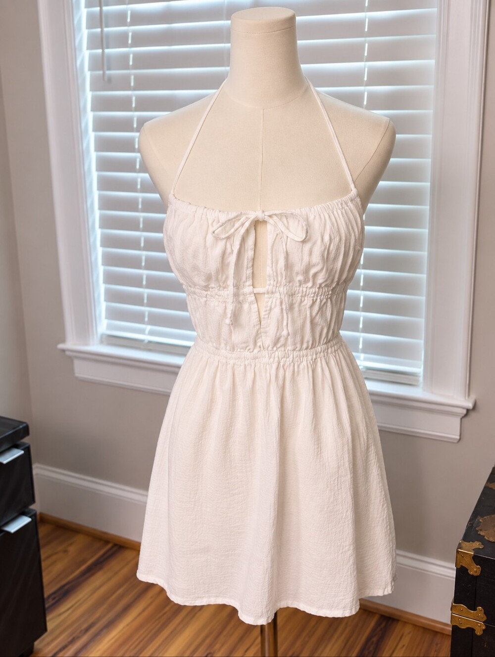 White Halter Sundress with Tie Front & Back - NWOT
